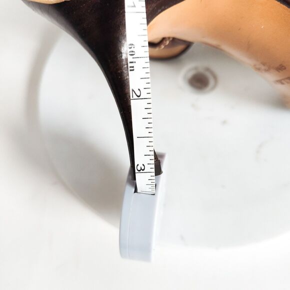 Y2K 90s Anne Klein Heels Size 9 Brown Leather Pointy Toe Ankle Strap 3" Stiletto - Picture 10 of 12